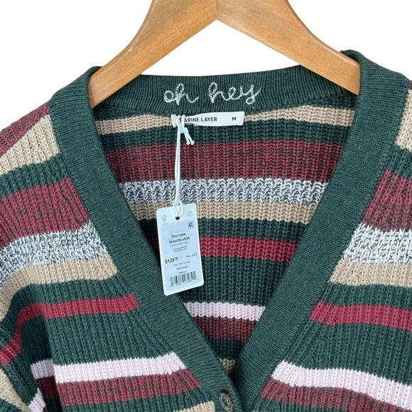 Marine Layer Robin Merino Wool Blend Multi Stripe Crop Cardigan